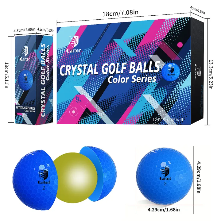 Caiton%203/6/12Pcs%20Blue%20Golf%20Balls%20Dual-Layer%20Crystal-Look%20Finish%20High%20Visibility%20Soft%20Feel%20Spin%20Control%20Durable%20Practice%20Play%20Set%20-%20Image%203