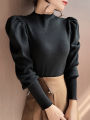 Autumn Winter Sweater Turtleneck Slim Fit Basic Pullovers Fashion Korean Knit Tops Puff Sleeve Womens Sweater Stretch Jumpers. 