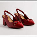 Back Open Women’s Block Heel Shoes - Pointed Toe, Buckle Decor, Premium Quality. 
