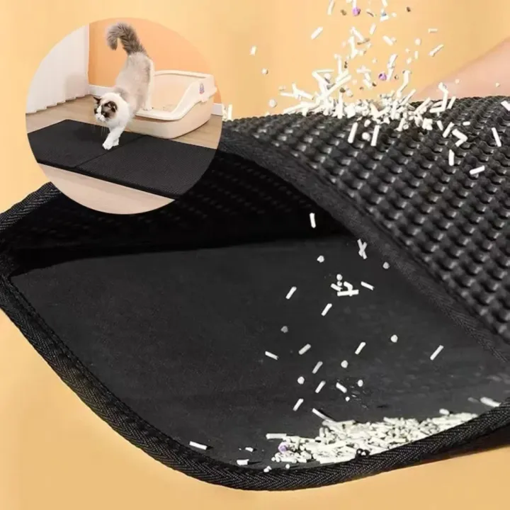 Double Layer Cat Litter Box Mat Eco-Friendly Waterproof Non-slip Foldable Pet Carpet Bed Pads For Cats Pet Clean Pad Supplies