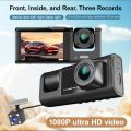 Vavupo 1080P Dual Dash Cam with 170° Wide Angle, Night Vision, G-Sensor, Loop Recording, LED Display, Push Button Control, 150mAh Rechargeable No SD Card Included. 