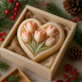 3D heart-shaped tulip silicone mold with clear texture, easy to clean and demould, for handmade DIY soap decoration ornaments Va.