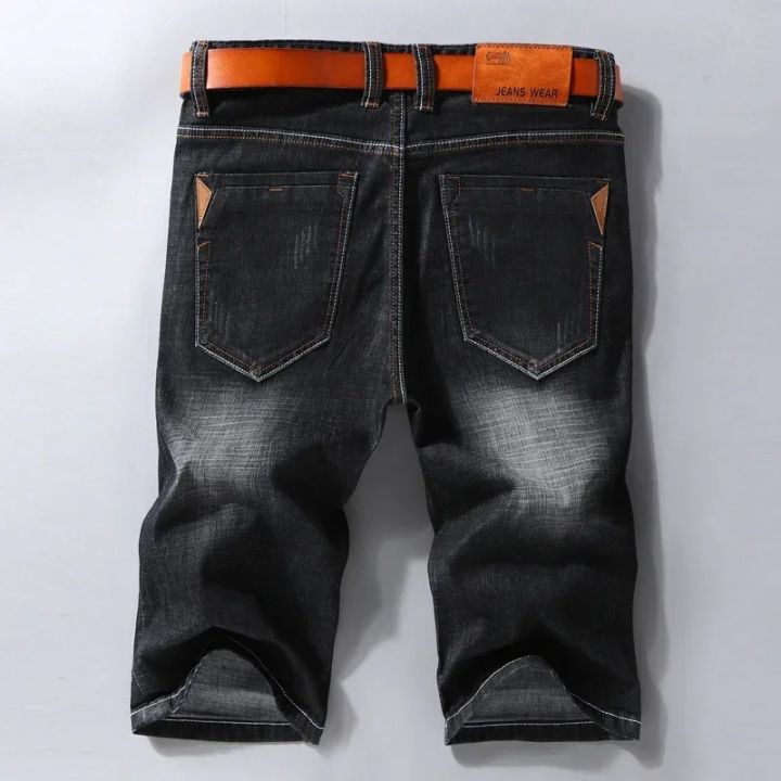 2024%20Summer%20New%20Denim%20Shorts%20Black%20and%20Blue%20Men's%20Clothing%20Stretch%20Straight%20Slim%20Fit%20Casual%20Short%20Jeans%20Men's%20Brand%20Clothing%20-%20Image%202