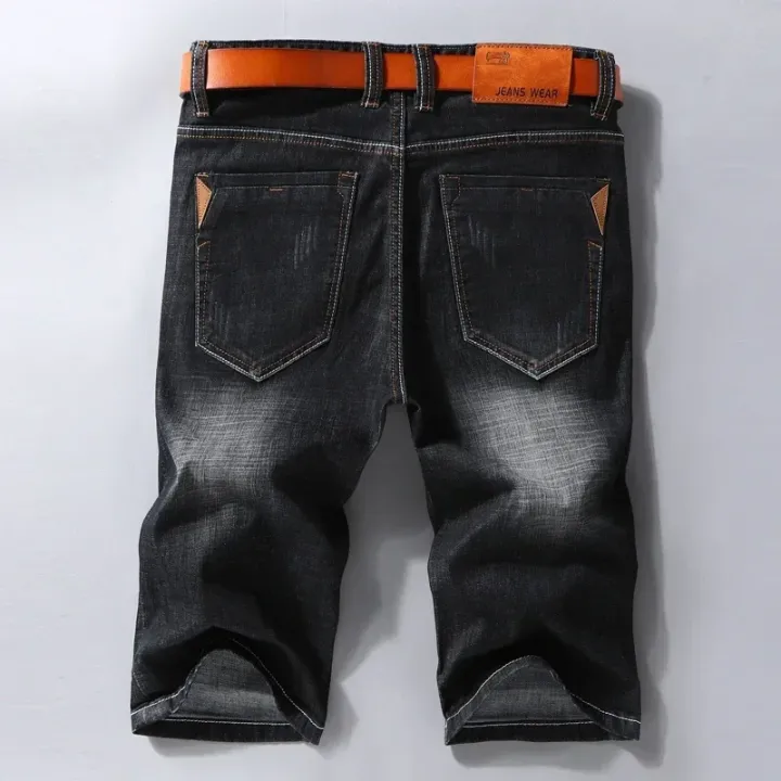Summer%20Thin%20%20Men's%20Denim%20Shorts%20Elastic%20Washed%20Cotton%20Classic%20Male%20Casual%20Shorts%20Business%20Versatile%20Straight%20Short%20Jeans%20Korean%20-%20Image%202