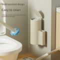 1 Set of New-Style Wall-Mounted and Stand-Type Dual-Use Disposable Toilet Brush Set, Clean and Hygienic Without Dirtying Your Hands, Comes with Antibacterial Cleaning Liquid and Replacement Brush Heads. 