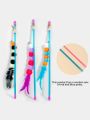1 PCs New Elastic String Imitated Furs Bug Funny Cat Stick Suitable for Cats.