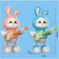 Electronic Dancing Rabbit Guitarist with Music Flashing Lights, 360 Degree Rotating and Sensing Interactive Fun Toy for Children (Color May Vary). 