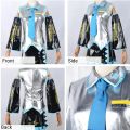 Cosplay Ensemble Complet En Cuir Argenté Tissu Costume  Cosplay Chapeaux Costume Tenue JK Robe De Marin Lycée Uniforme. 