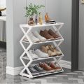 4-Tier Foldable X-Shape Shoe Rack, No Assembly Space Saving Organizer, Freestanding Storage Shelf, for Entryway, Hallway, Closet.