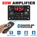 80W/6W Amplifier MP3 WMA WAV Decoder Board USB Charging Bluetooth 5.0 Wireless Music Player 12V Car FM Radio AUX Call Recording. 