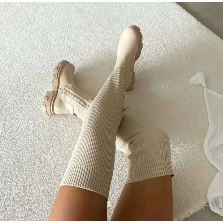 Women%20Thick%20Sole%20Boots%202024%20Autumn%20Winter%20Breathable%20Knitting%20Sock%20Ladies%20Thigh%20High%20Boots%20Stretch%20Round%20Toe%20Shoes%20Plus%20Size%2043%20-%20Image%204