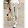Autumn Cotton Women's Pants Y2K Black Drawstring Elastic Waist Casual Pants Female Loose Fashion Elegant Ladies Bottom. 