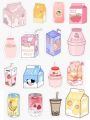 Pack of 16 Cute Aesthetic Milk Carton stickers for journal and decoration. 