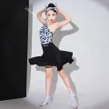 Robes de danse latine pour filles, manches courtes, pour concours de salle de bal, Costumes de spectacle sur scène. 