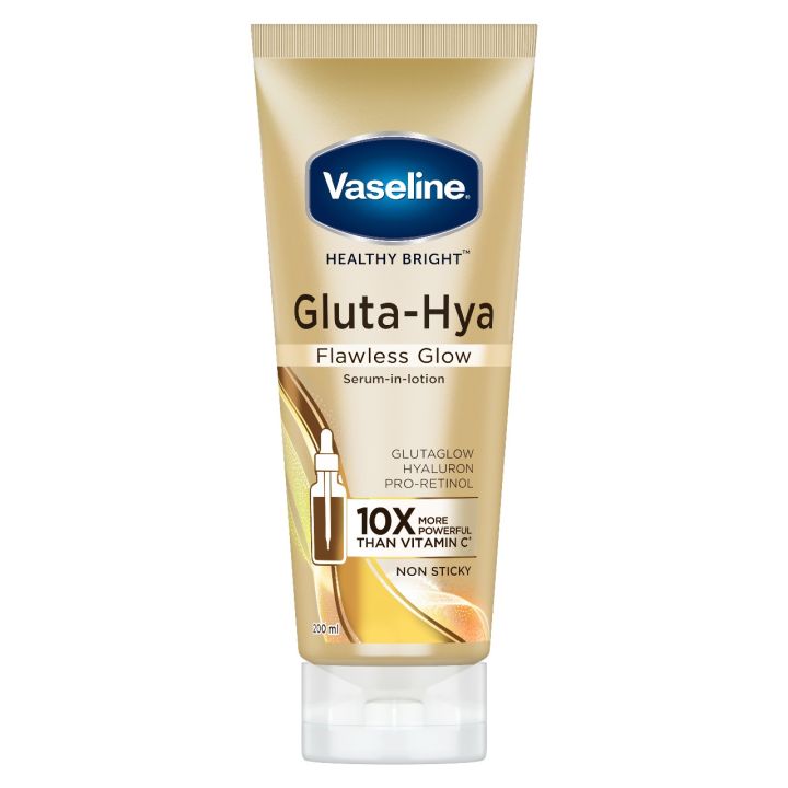 Vaseline Gluta-Hya Flawless Glow Lotion for Face & Body | Gives Brighter Skin | Glutathione & Pro-Retinol Infused Moisturizer, 200ml