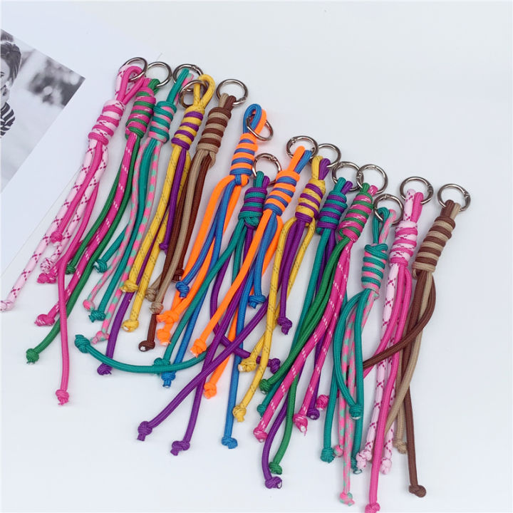 Korean Charm Nyion Handmade Rope Keychain Fashion Bag Pendant Jewelry DiY Sports Styie Couple Bracelet Colorful Pendant Gift