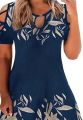 Women Fashion Plus Size 1XL-5XL Off The Shoulder Printed Short Sleeve Dress Ladies Elegant Knee Length Dress. 