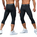 Men's Sports 3/4 Cropped Pants Gym Running Leggings Male Joggings Elastic Compressions Sweatpant Football Basketball Trousers.