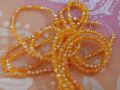 4 mm Crystal Beads | Pearls | Moti Pack | Moti Larri | Crystal Orange (01 Larri of Crystal Orange Color). 
