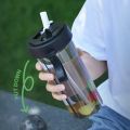 420/600ml Double Drinking Bottle Cute Girl Student Outdoor Double Straw Cup with Handle Portable Plastic Water Bottle. 