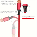 Multi-function Charging Cable 1.2M Charging Cable Nylon Braided Fast Charging Universal 3-in-1 Charging Cable Adapter For IP/Type-C/Micro-USB Ports, Compatible With Mobile Phones, Tablets. 