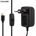 AC 100-240V DC 5V 3A Power Supply Switch Button Power Adapter Charger Micro USB Port 5 V Volt for Raspberry Pi 3 Model B+ plus. 