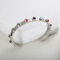 New Fashion Stainless Steel Gold Plated Colorful Birthstone Bracelet Cubic Zirconia Cuff Bangle for Women Wedding Party Jewelry. 
