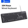 KEBIDUMEI 104Keys Wired Keyboard USB Wired Keyboard Mute Gaming Keyboard Standard Keyboard for PC Laptop Android Windows Mac OS. 