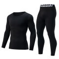 2-piece Autumn And Winter Solid Color Fashionable Casual Base Set Slim Fit Sports Fitness Long Sleeved Pants Warm Underwear Set.