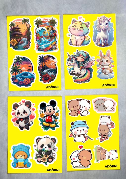 4 Pc A6 Size Sticker Sheet Bubu Dudu / Bear / Nature / Unicorn Uncut Sticker