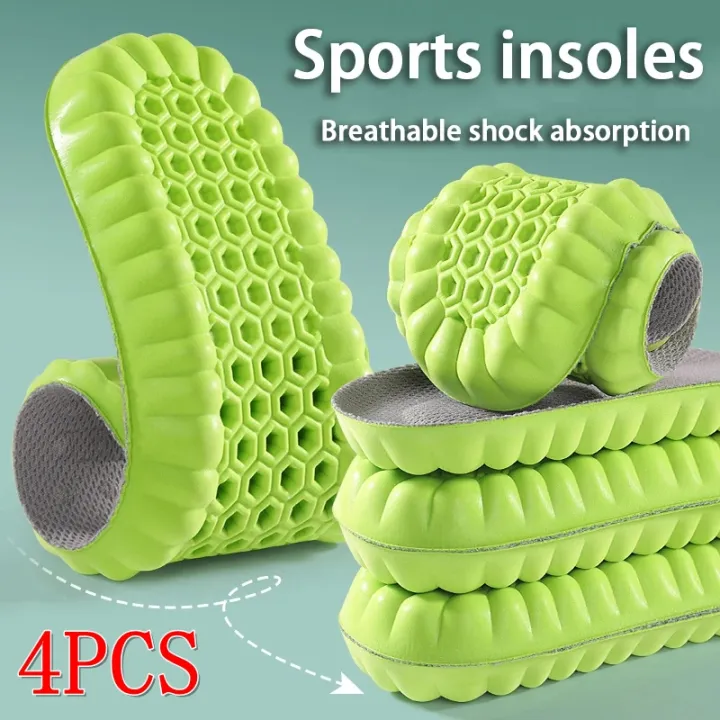 4PCS Soft Elasticity Sole Breathable Comfortable Insoles Men and Women's Sports Shock Absorbing Insole Outdoor Running Insoles