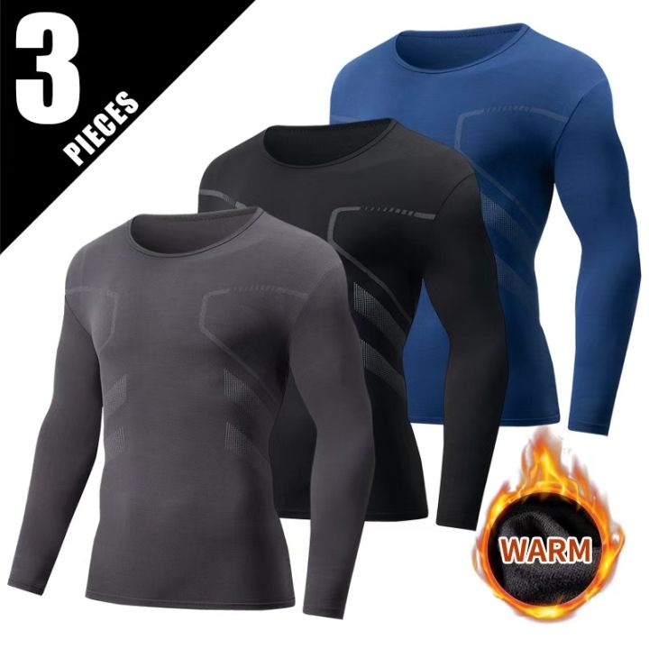 2/3-piece%20Set%20Of%20Autumn/Winter%20Men's%20Printed%20Thermal%20Underwear%20Sports%20And%20Fitness%20Round%20Neck%20Long%20Sleeved%20T-shirt%20Top%20Base%20Shirt%20-%20Image%207