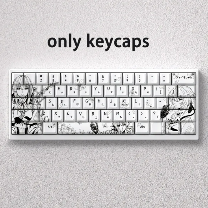 VioletKey cap Anime keycaps Line drawing style Black and White Color ...