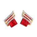 Huitan's Newest Square Earrings Women's Unique Circular Design Earrings Luxurious and Shiny Zircon Wedding Fashion Jewelry Gifts. 