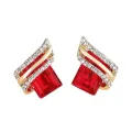 Huitan's Newest Square Earrings Women's Unique Circular Design Earrings Luxurious and Shiny Zircon Wedding Fashion Jewelry Gifts. 