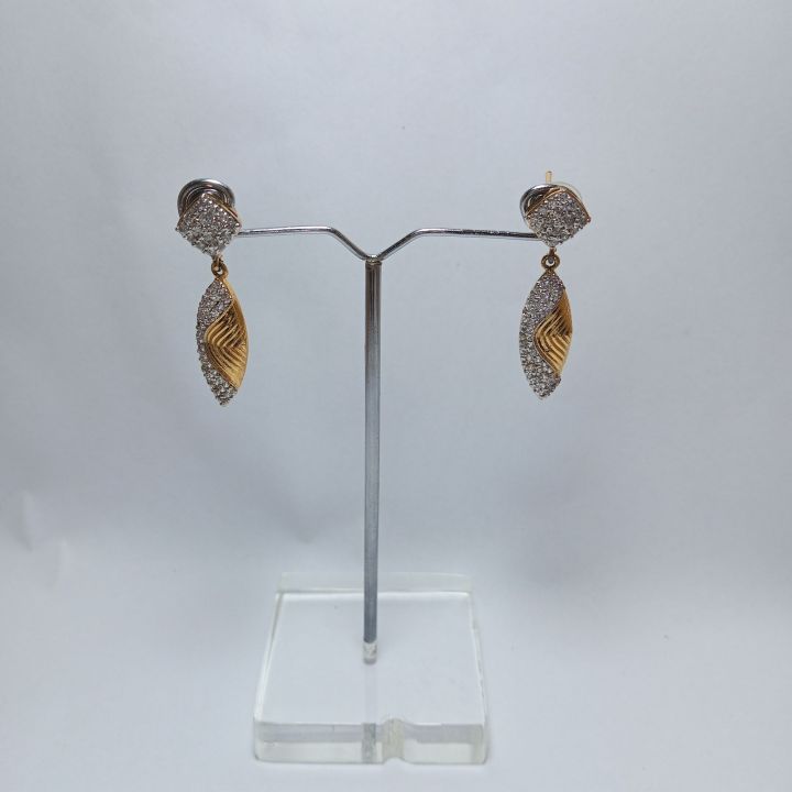 Gold Plated Pure Silver 22ct Chandi Earrings with Zircons For Girls