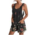 Rompers for Women Summer Wide Leg Jumpsuits Tie Knot Strap Shorts Romper Comfy Casual Overalls with Pockets. 
