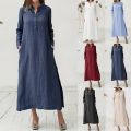 Summer Women's Elegant Dresses Solid  V-Neck Button-Up Dress Fashion Holiday Elegant Maxi Dresses Evening Pullover Dress 2024. 