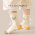5 Pairs Cotton Solid Kids Boys Half Socks Letter Smiling Pattern  Comfotable Sweat Absorbing Elastic Socks for Children Girls. 