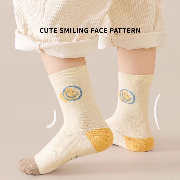 5%20Pairs%20Cotton%20Solid%20Kids%20Boys%20Half%20Socks%20Letter%20Smiling%20Pattern%20%20Comfotable%20Sweat%20Absorbing%20Elastic%20Socks%20for%20Children%20Girls%20-%20Image%204