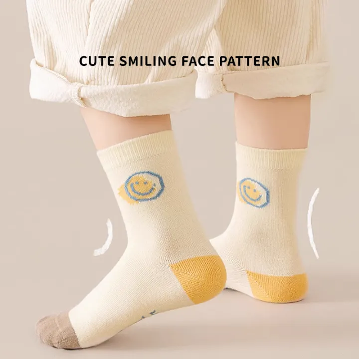 5%20Pairs%20Cotton%20Solid%20Kids%20Boys%20Half%20Socks%20Letter%20Smiling%20Pattern%20%20Comfotable%20Sweat%20Absorbing%20Elastic%20Socks%20for%20Children%20Girls%20-%20Image%204