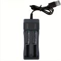 Dual 18650 Battery Charger Black 1 2 Slots For 18650 Charging 4.2V Rechargeable Lithium Battery Charger for Laser Flashlight. 