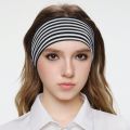 3Pcs Black & White Polka Dot Striped Elastic Headbands For Women Soft Stretchy Hair Accessory For Yoga Fitness Travel Daily Life.