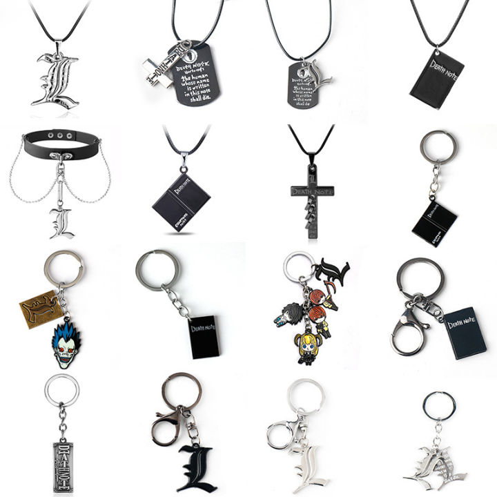 Anime Death Note Keychain Double Sided Black Note Book Pendant Key Chain for Women Men Choker Jewelry