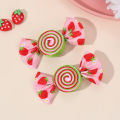 2Pcs Candy Bow Hair Clips Sweet Strawberry Heart Print Hairpins Rainbow Barrette For Girls Kids Children Headwear Accessories.