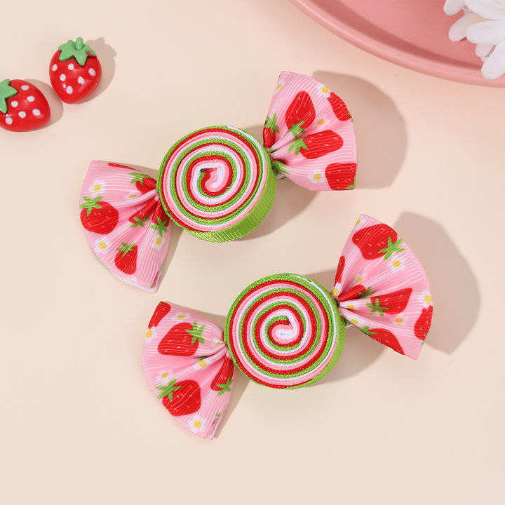2Pcs%20Candy%20Bow%20Hair%20Clips%20Sweet%20Strawberry%20Heart%20Print%20Hairpins%20Rainbow%20Barrette%20For%20Girls%20Kids%20Children%20Headwear%20Accessories%20-%20Image%203