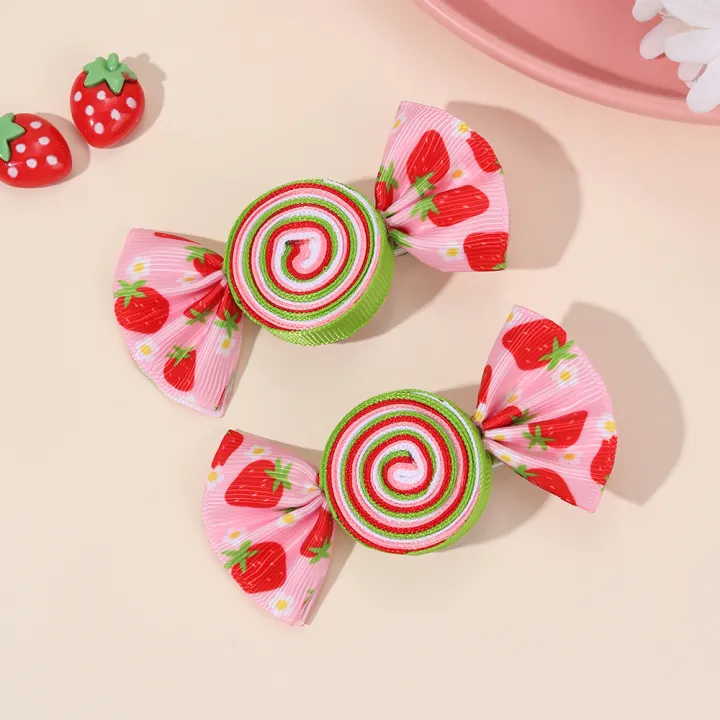 2Pcs%20Candy%20Bow%20Hair%20Clips%20Sweet%20Strawberry%20Heart%20Print%20Hairpins%20Rainbow%20Barrette%20For%20Girls%20Kids%20Children%20Headwear%20Accessories%20-%20Image%203