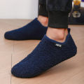 Men's Fuzzy Overlapping Slippers - Winter Warmth Indoor Home Shoes with Fuzzy Lining and Arch Support, Soft Cushioning Comfort,. 