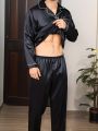 New Men Pajama Sets Sleepwear For Man Shirt Silk Long Sleeve Pyjama Male Sleeping Satin Home Night Wear Plus Size Loungewear. 