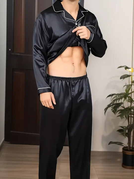 New%20Men%20Pajama%20Sets%20Sleepwear%20For%20Man%20Shirt%20Silk%20Long%20Sleeve%20Pyjama%20Male%20Sleeping%20Satin%20Home%20Night%20Wear%20Plus%20Size%20Loungewear%20-%20Image%204